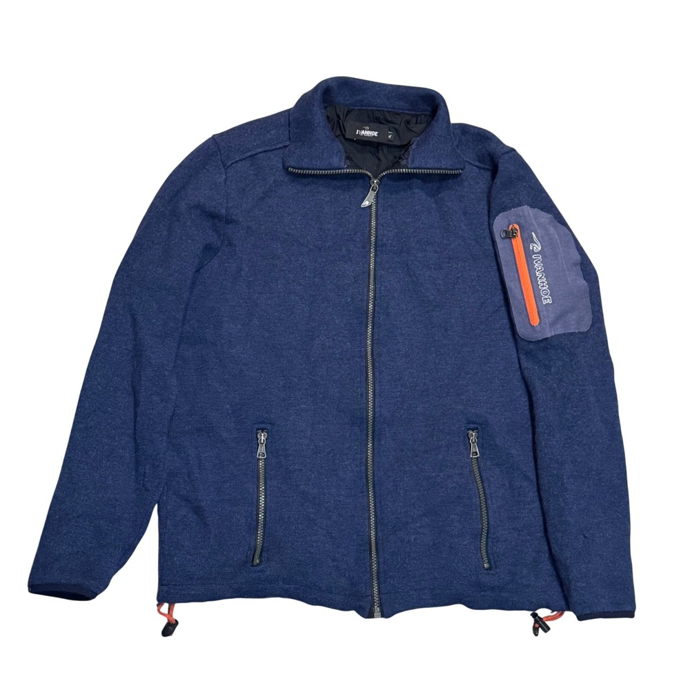 Ivanhoe of Sweden Windbreaker Jacket Mens XL Blue Merino Wool Full Zip Outdoor